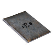 Gepersonaliseerd bijtend leder | Monogrammen Initi Notitieboek (Rechterzijde)