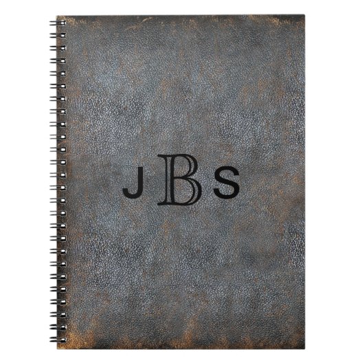 Gepersonaliseerd bijtend leder | Monogrammen Initi Notitieboek (Voorkant)