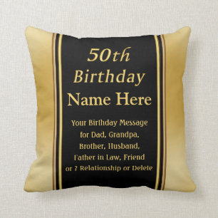 Gepersonaliseerd, Birthday Cadeau voor Man van 50  Kussen