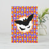 Gepersonaliseerd Black Bat Candy Corn Halloween Kaart (Staand voorkant)