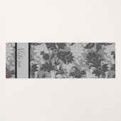 Gepersonaliseerd Black Grey Floral Damask Name Yogamat (Achterkant (horizontaal))