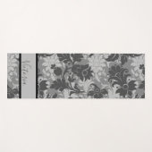 Gepersonaliseerd Black Grey Floral Damask Name Yogamat (Voorkant (horizontaal))