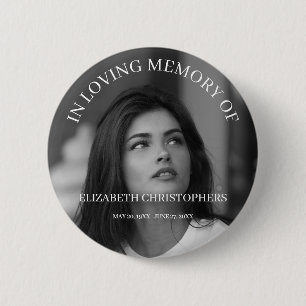 Gepersonaliseerd Black White Photo Funeral Memoria Ronde Button 5,7 Cm