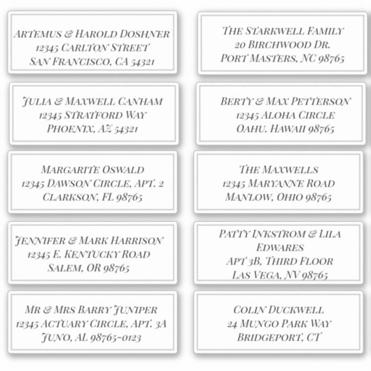 Gepersonaliseerd blad van 10 Adresetiketten Sticker (Voorkant)