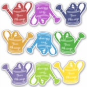 Gepersonaliseerd blad van Tuinieren Watering Cans Sticker (Voorkant)