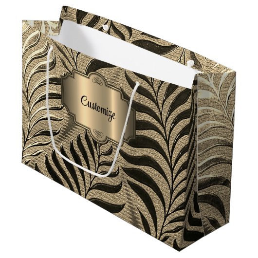 Gepersonaliseerd bladgoud motief groot cadeauzakje (Voorkant Gekanteld)
