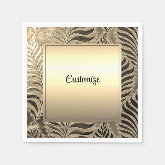 Gepersonaliseerd bladgoud motief servet (Voorkant)