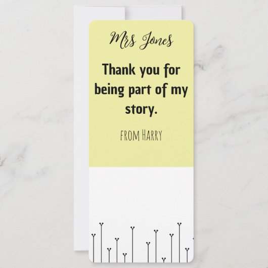 Gepersonaliseerd Bladwijzer van de leerkracht Feestdagenkaart (Voorkant)