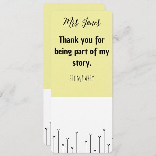 Gepersonaliseerd Bladwijzer van de leerkracht Feestdagenkaart (Voorkant / Achterkant)