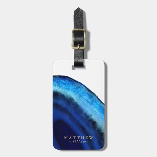 Gepersonaliseerd | Blauw Agate Bagagelabel (Voorkant verticaal)
