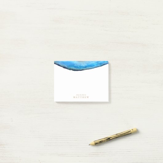 Gepersonaliseerd | Blauw Agate Post-it® Notes (Op bureau)