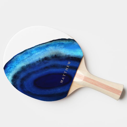 Gepersonaliseerd | Blauw Agate Tafeltennisbatje (Zijkant)