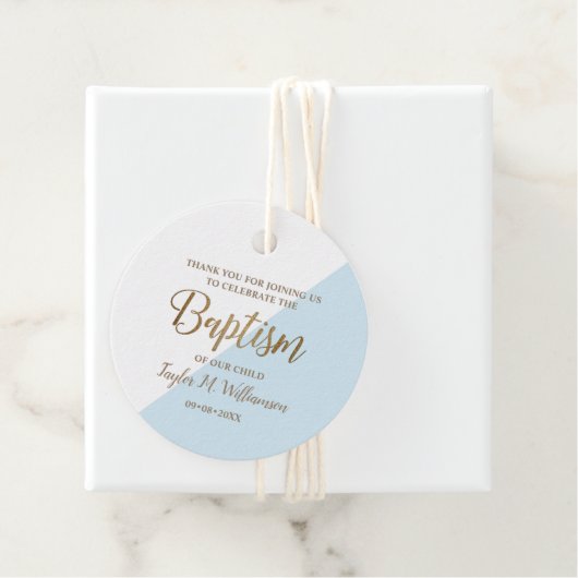 Gepersonaliseerd Blauw Baby Doopsel dank u Bedankjes Labels (In situ)