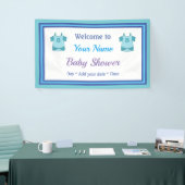 Gepersonaliseerd blauw Baby shower Spandoek (Beurs)