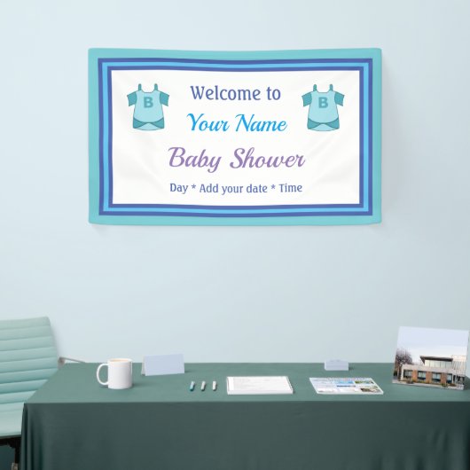 Gepersonaliseerd blauw Baby shower Spandoek (Beurs)