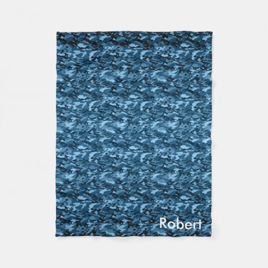 Gepersonaliseerd blauw Camouflage-patroon Fleece Deken (Voorkant)