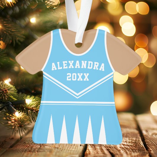 Gepersonaliseerd blauw cheerleader uniform ornament