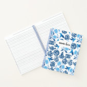 Gepersonaliseerd blauw Chinoiserie Notitieboek (Binnen)