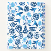 Gepersonaliseerd blauw Chinoiserie Notitieboek (Achterkant)