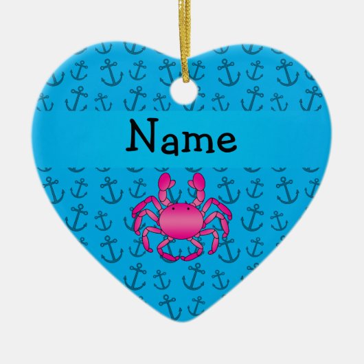 Gepersonaliseerd blauw de ankerspatroon van de keramisch ornament (Voorkant)
