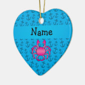 Gepersonaliseerd blauw de ankerspatroon van de keramisch ornament (Links)