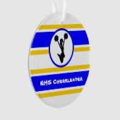 Gepersonaliseerd blauw en goud Cheerleader Ornamen Ornament (voorkant)