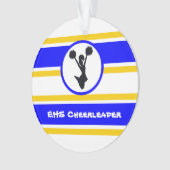 Gepersonaliseerd blauw en goud Cheerleader Ornamen Ornament (voorkant)
