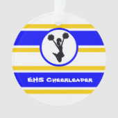 Gepersonaliseerd blauw en goud Cheerleader Ornamen Ornament (voorkant)