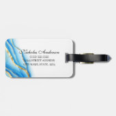 Gepersonaliseerd blauw en goudbagagelabel bagagelabel (Achterkant horizontaal)