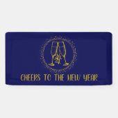 Gepersonaliseerd Blauw en Gouden Oudejaarsavond Fe Spandoek (Horizontaal)