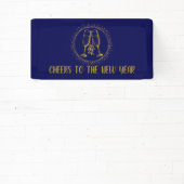 Gepersonaliseerd Blauw en Gouden Oudejaarsavond Fe Spandoek (Insitu)