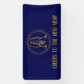 Gepersonaliseerd Blauw en Gouden Oudejaarsavond Fe Spandoek (Verticaal)