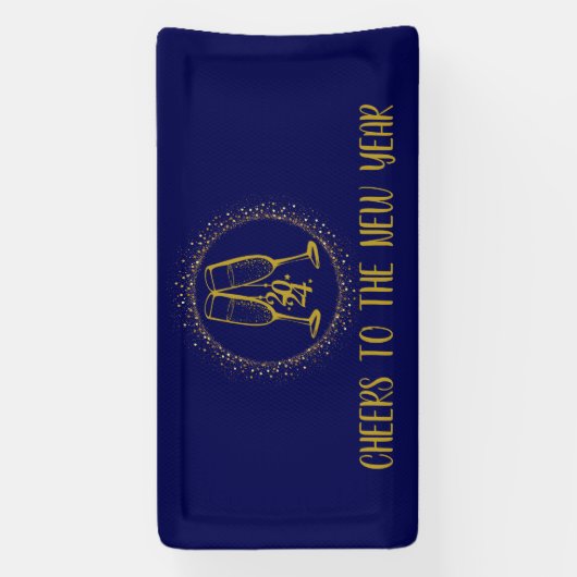 Gepersonaliseerd Blauw en Gouden Oudejaarsavond Fe Spandoek (Verticaal)