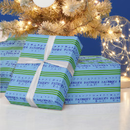 Gepersonaliseerd blauw en groen gestreept inpakpap cadeaupapier