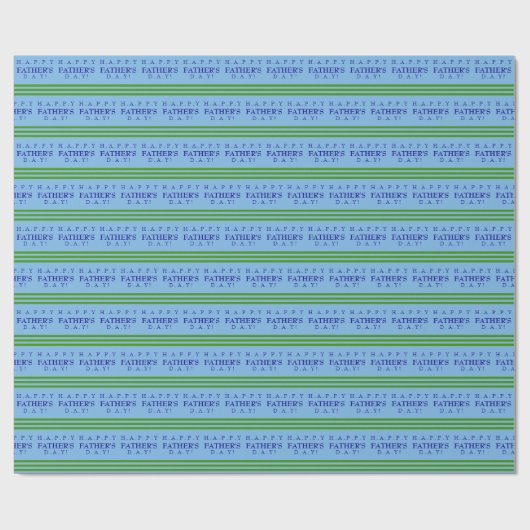 Gepersonaliseerd blauw en groen gestreept inpakpap cadeaupapier (Vlak)