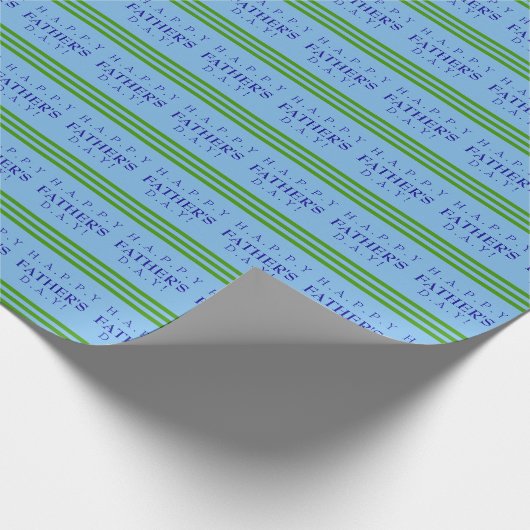 Gepersonaliseerd blauw en groen gestreept inpakpap cadeaupapier (Hoek)