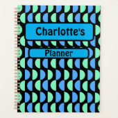 Gepersonaliseerd blauw en groen patroon planner (Voorkant)