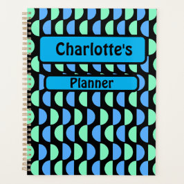 Gepersonaliseerd blauw en groen patroon planner
