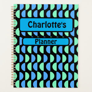 Gepersonaliseerd blauw en groen patroon planner