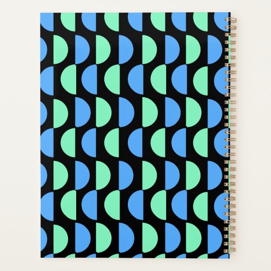 Gepersonaliseerd blauw en groen patroon planner (Achterkant)
