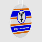 Gepersonaliseerd blauw en Oranje Cheerleader Ornam Ornament (voorkant)