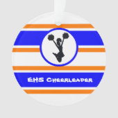 Gepersonaliseerd blauw en Oranje Cheerleader Ornam Ornament (voorkant)