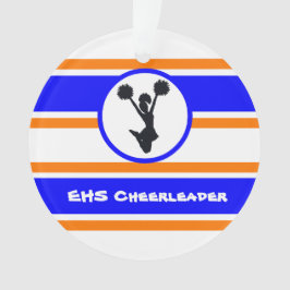 Gepersonaliseerd blauw en Oranje Cheerleader Ornam Ornament