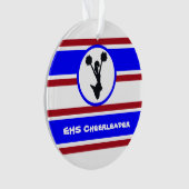 Gepersonaliseerd blauw en rood Cheerleader Ornamen Ornament (voorkant)