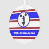 Gepersonaliseerd blauw en rood Cheerleader Ornamen Ornament (voorkant)