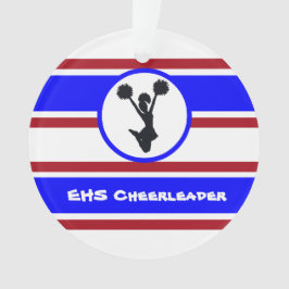 Gepersonaliseerd blauw en rood Cheerleader Ornamen Ornament
