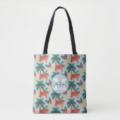 Gepersonaliseerd blauw en roze tropisch tijgerpatr tote bag (Voorkant)