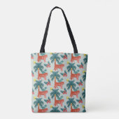 Gepersonaliseerd blauw en roze tropisch tijgerpatr tote bag (Achterkant)