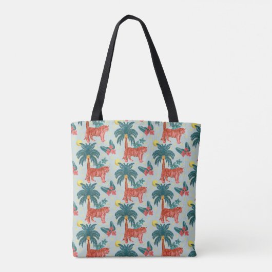 Gepersonaliseerd blauw en roze tropisch tijgerpatr tote bag (Achterkant)