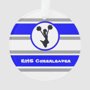 Gepersonaliseerd blauw en Silver Cheerleader Ornam Ornament